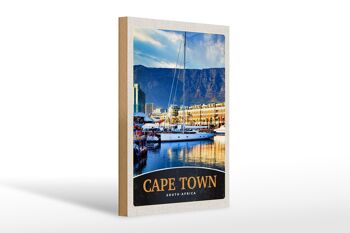 Panneau en bois voyage 20x30cm Cape Town Afrique du Sud Yacht Sea 1