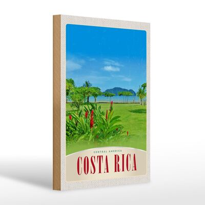 Cartel de madera viaje 20x30cm Costa Rica Centroamérica playa