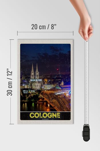 Panneau en bois voyage 20x30cm Cologne Allemagne Pont de la Cathédrale Gare 4