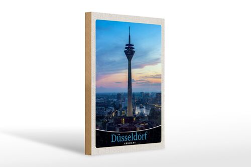 Holzschild Reise 20x30cm Düsseldorf Fernseherturm Ausblick