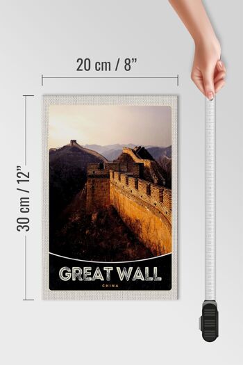 Panneau en bois voyage 20x30cm Chine Asie Mur Chinois 1222km 4