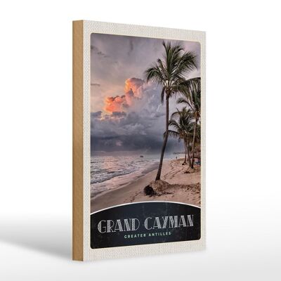 Cartel de madera viaje 20x30cm Gran Caimán Isla América Caribe