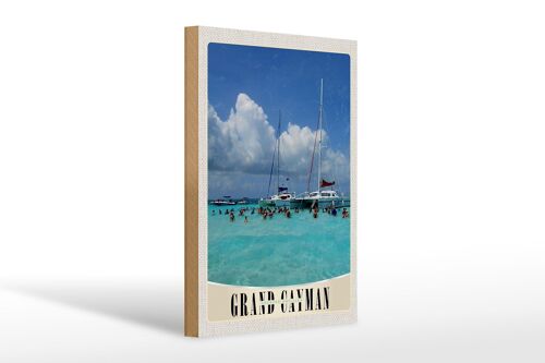 Holzschild Reise 20x30cm Grand Cayman Insel Amerika Yacht