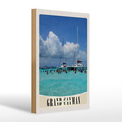 Cartello in legno da viaggio 20x30 cm Grand Cayman Island America Yacht