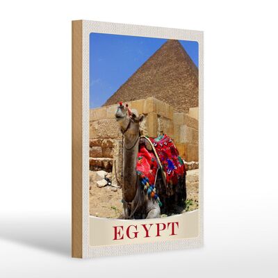 Cartel de madera viaje 20x30cm Egipto África camello desierto vacaciones