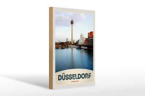 Holzschild Reise 20x30cm Deutschland Düsseldorf Fernseherturm