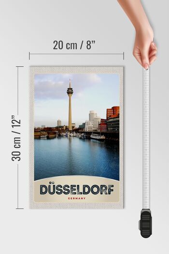 Panneau en bois voyage 20x30cm Allemagne Düsseldorf Tour de télévision 4