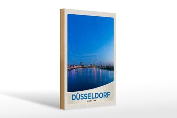 Panneau en bois voyage 20x30cm tour du pont de la ville fluviale de Düsseldorf 1