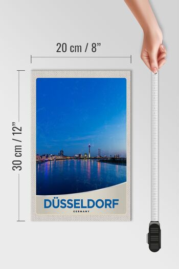 Panneau en bois voyage 20x30cm tour du pont de la ville fluviale de Düsseldorf 4