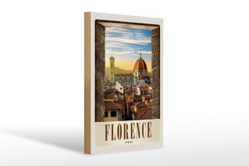 Panneau en bois voyage 20x30cm Architecture de l'église de la vieille ville de Florence 1