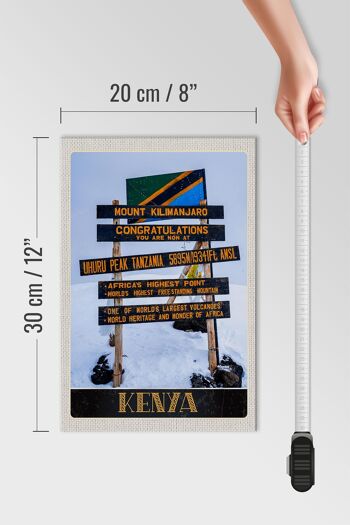Panneau en bois voyage 20x30cm Kenya Afrique Mont Kilimandjaro 5895 4