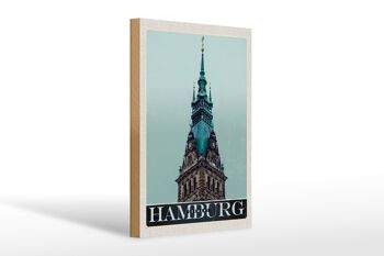 Panneau en bois voyage 20x30cm Hambourg Allemagne cadeau église 1