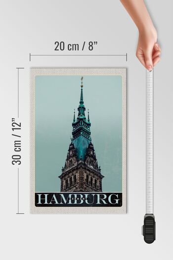 Panneau en bois voyage 20x30cm Hambourg Allemagne cadeau église 4