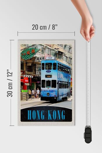 Panneau en bois voyage 20x30cm Hong Kong tramway ville Asie 4