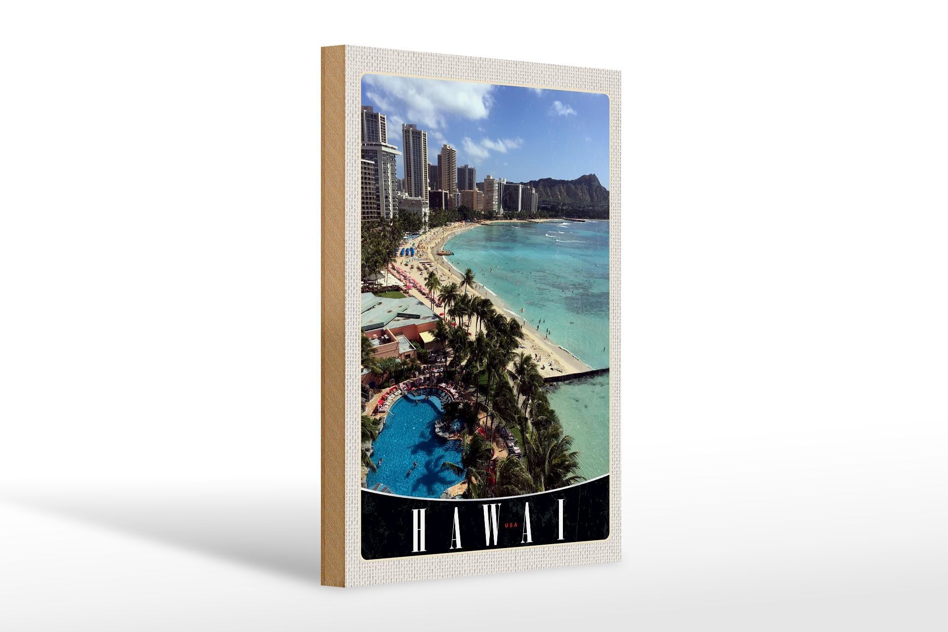 Cartello in legno da viaggio 20x30 cm Hawaii Island America USA vacanza