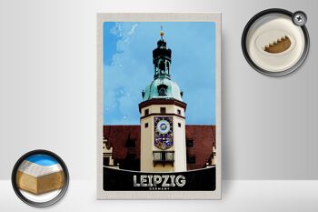 Panneau en bois voyage 20x30cm Leipzig Allemagne église visite de la ville 2
