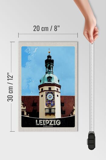 Panneau en bois voyage 20x30cm Leipzig Allemagne église visite de la ville 4