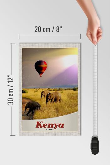 Panneau en bois voyage 20x30cm Montgolfière éléphants du Kenya 4