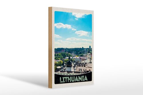 Holzschild Reise 20x30cm Aussicht Litauen Urlaub Stadttour