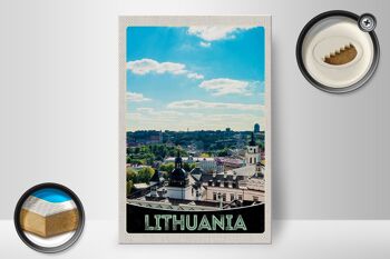 Panneau en bois voyage 20x30cm vue Lituanie vacances visite de la ville 2