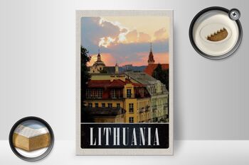 Panneau en bois voyage 20x30cm Lituanie peinture de bâtiment médiéval 2