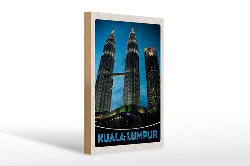 Holzschild Reise 20x30cm Kuala Lumpur Malaysia Wolkenkratzer