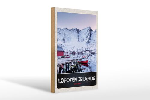 Holzschild Reise 20x30cm Lofoten Island Norwegen Schnee