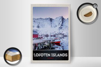 Panneau en bois voyage 20x30cm Îles Lofoten Norvège neige 2