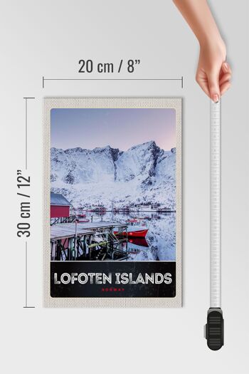 Panneau en bois voyage 20x30cm Îles Lofoten Norvège neige 4