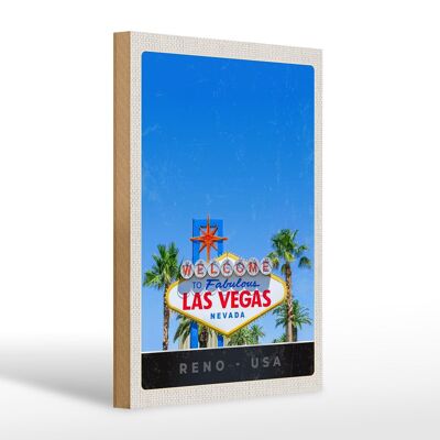 Cartel de madera viaje 20x30cm Las Vegas Nevada America USA Casino