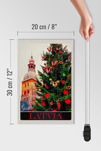 Panneau en bois voyage 20x30cm Lettonie Europe Noël Hiver 4