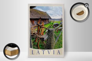 Panneau en bois voyage 20x30cm Lettonie nature chalet vacances 2