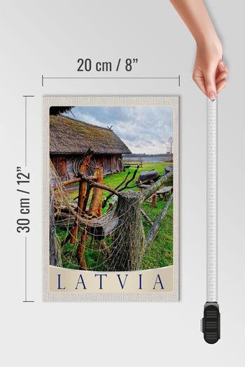 Panneau en bois voyage 20x30cm Lettonie nature chalet vacances 4