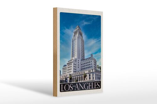 Holzschild Reise 20x30cm Los Angeles USA Amerika Hochhaus