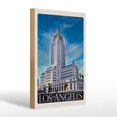 Holzschild Reise 20x30cm Los Angeles USA Amerika Hochhaus