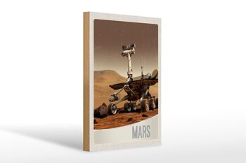 Panneau en bois voyage 20x30cm Monde Vieux Mars Rover Curiosité 1