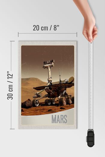 Panneau en bois voyage 20x30cm Monde Vieux Mars Rover Curiosité 4