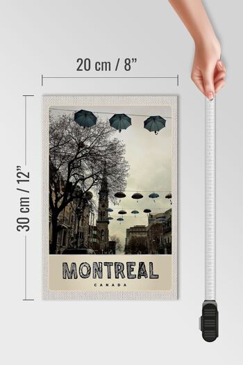 Panneau en bois voyage 20x30cm Montréal Canada Europe parapluie 4