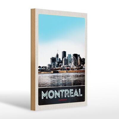 Cartel de madera viaje 20x30cm Montreal Canadá Noria ciudad