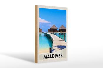 Panneau en bois voyage 20x30cm Maldives île vacances mer 1