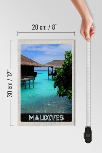 Panneau en bois voyage 20x30cm Île des Maldives soleil de mer 4