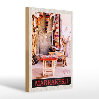 Cartel de madera viaje 20x30cm Marrakech Marruecos cultura vacaciones