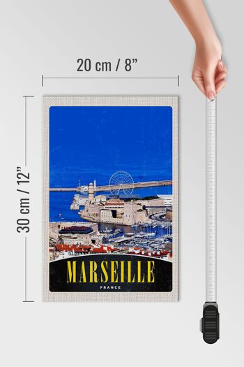Panneau en bois voyage 20x30cm Marseille France ville grande roue 4