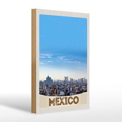 Cartel de madera viaje 20x30cm vista México América USA vacaciones