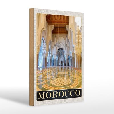 Cartel de madera viaje 20x30cm Marruecos África Medina Mezquita vacaciones