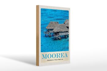 Panneau en bois voyage 20x30cm Île de Moorea Vacances Pacifique Sud 1