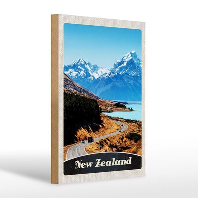 Cartel de madera viaje 20x30cm Nueva Zelanda Europa ciudad vacaciones