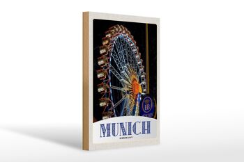 Panneau en bois voyage 20x30cm Munich Oktoberfest grande roue foire 1