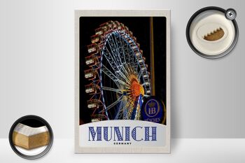 Panneau en bois voyage 20x30cm Munich Oktoberfest grande roue foire 2