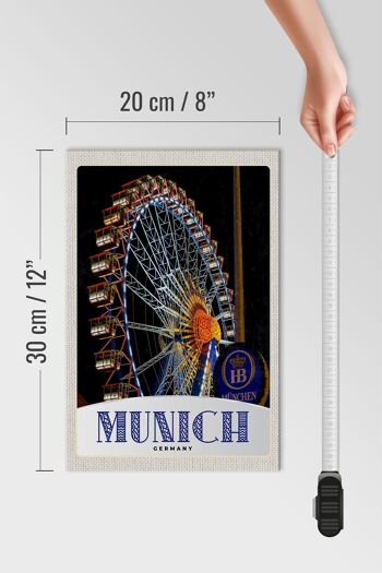 Panneau en bois voyage 20x30cm Munich Oktoberfest grande roue foire 4